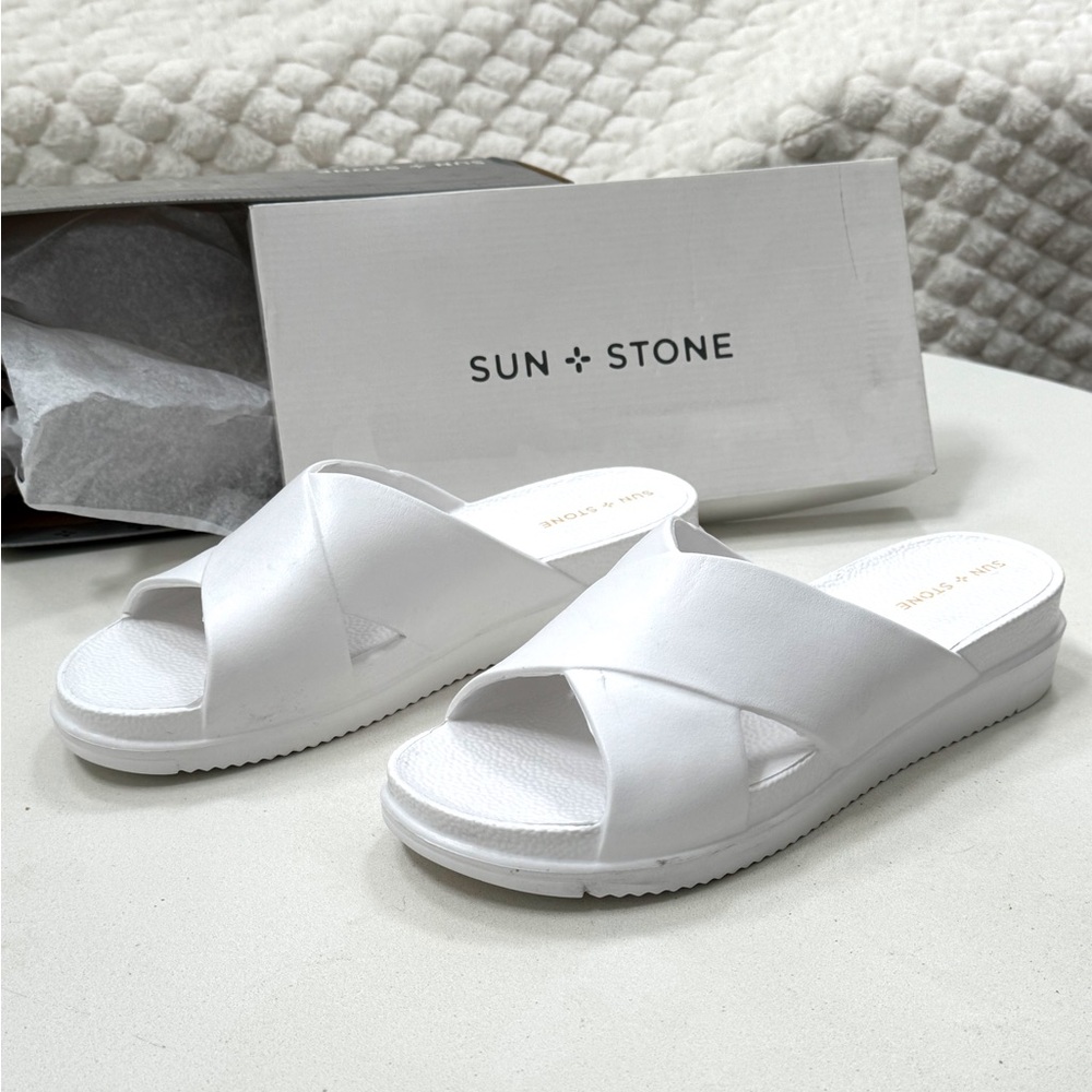Sun and stone white sandals
